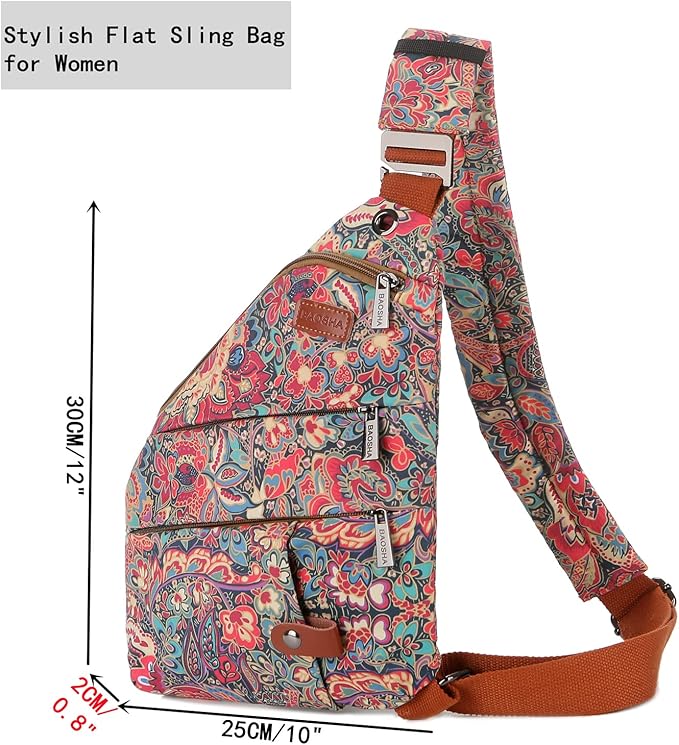 Women's Floral Small Sling Bag Anti Theft Travel purse Bag Crossbody Chest Shoulder Bag XB-16