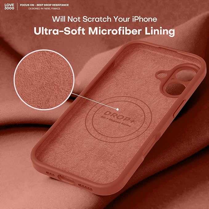 LOVE 3000 Designed for iPhone 17 Case, Premium Silicone [Compatible with Magsafe][Soft Anti-Scratch Microfiber Lining] Shockproof Protective Phone Case for Men Women 6.3", Caramel