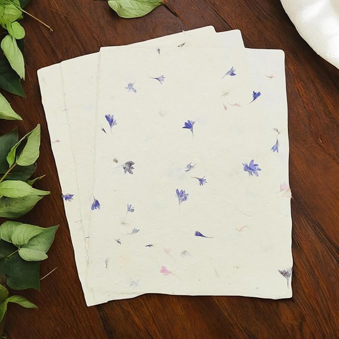 Handmade Lokta Laser and Inkjet Printer Paper with Deckle Edge 8.5x11 Inch Vintage Decorative Specialty Printing Paper (100 Sheets, Cornflower)
