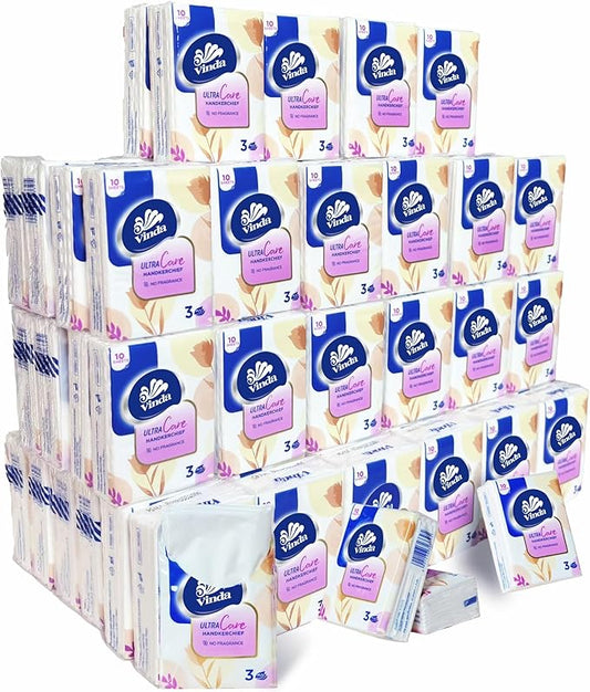 3-Ply Ultra Care Mini Pocket Tissues – 96 Travel-Size Packs (10 Tissues Each), Soft & Strong Facial Tissue for On-the-Go and Daily Use (Normal)