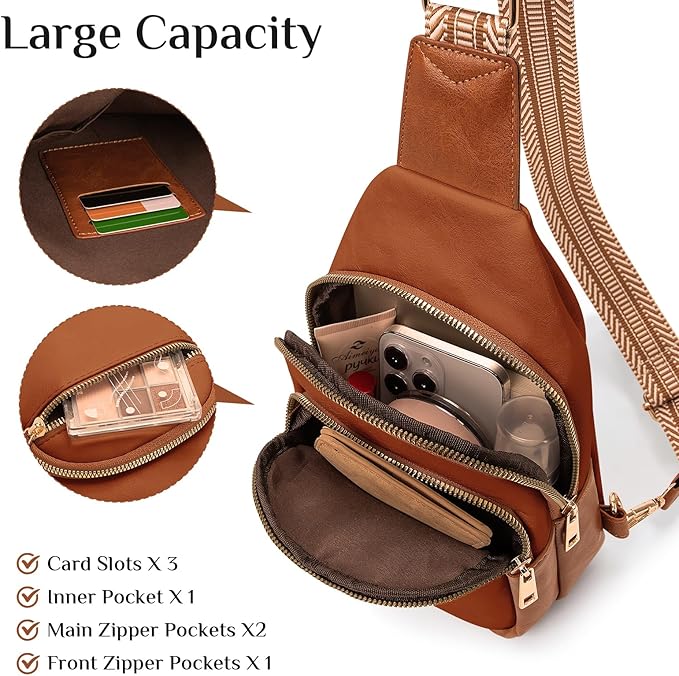 Small Leather Sling Bags for Women Fashion Crossbody Backpack Purse Sling Crossbody Bags