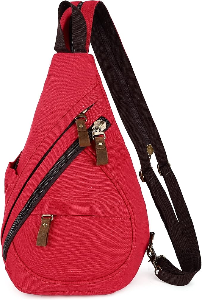 HuxFam Sling Bags for Women Backpack Purse Canvas Crossbody Bags for Women Small Travel Hiking Daypack