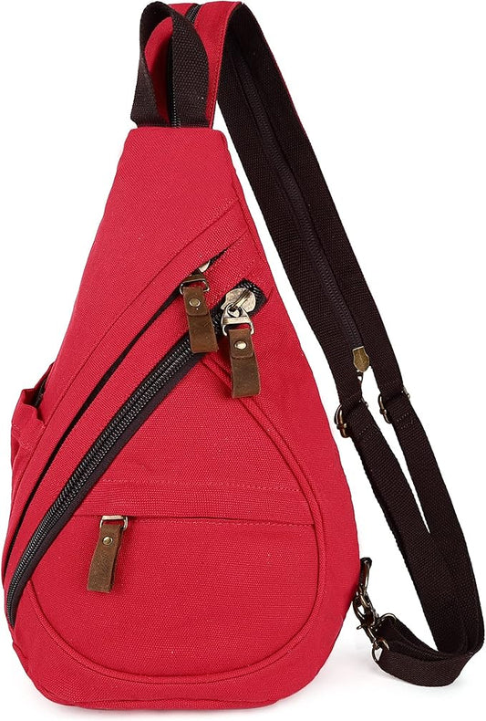 HuxFam Sling Bags for Women Backpack Purse Canvas Crossbody Bags for Women Small Travel Hiking Daypack