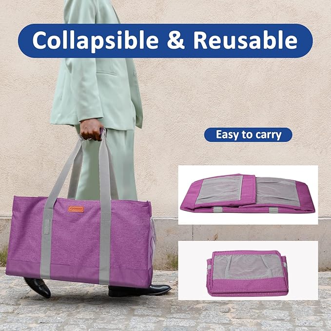 MHOMER Reusable Grocery Bags Extra Waterproof Large Tote Bag with Carrying Handles Reinforced Bottom Durable Oxford Fabric Foldable Shopping Bags for Storage Space Saving Red