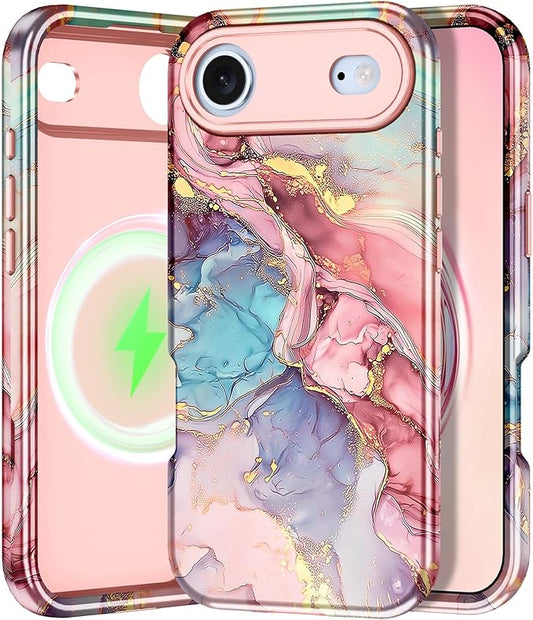 Btscase for iPhone Air Case [Compatible with Magsafe] [Military-Grade Drop Protection] Slim Anti-Scratch Smooth Touch TPU Bumper Shockproof Magnetic Phone Case for Women Girls Men, Rose Gold