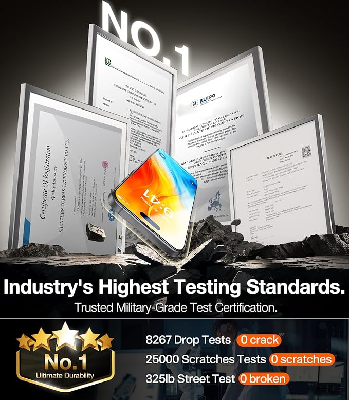 TORRAS Diamond Shield for iPhone 15 Pro Screen Protector [Military-Grade Protection] 9H+ Unbreakable Shatterproof Aerospace Tempered Glass Full Coverage InstaFit Bubble-Free, 2-Pack