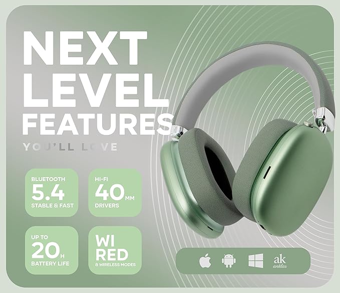 P959 Wireless Gaming Earbuds – Bluetooth 5.3 Stereo Headphones with Mic, Touch Controls, Long Battery, IPX6 Waterproof, Ergonomic for Music, Sports & Travel (Green)