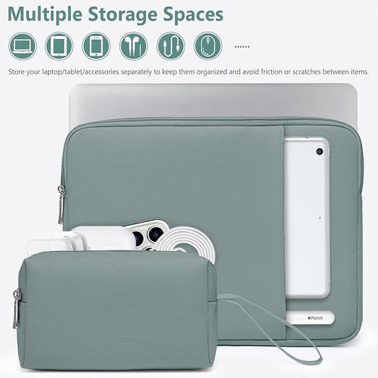 HYZUO 13 Inch Laptop Sleeve Bag Set for MacBook Air 13 M4/M3/M2/M1 2025-2018, MacBook Pro 13 M2/M1 2025-2016, iPad Pro/Air 13, XPS 13, Surface Pro, Notebook Case for 12"-13" Tablet, Ash Blue