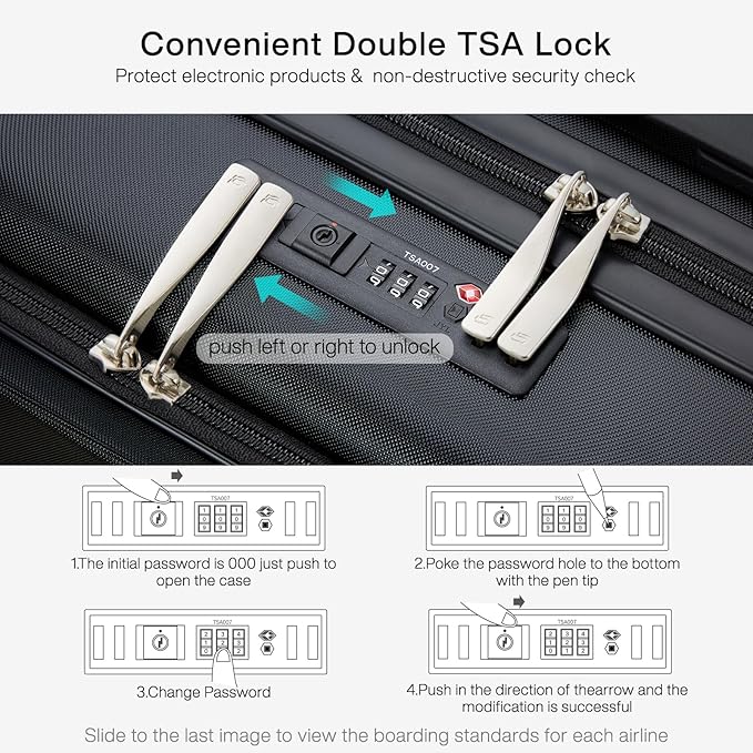 Hanke Grace Carry On Luggage with Wheels Airline Approved Hard Shell Suitcases with Front Pocket，Top Opening Luggage with TSA Lock for Short Business Travel， Jet Black.