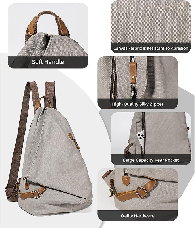 KL928 Canvas Vintage Backpack – Large Casual Daypack Outdoor Travel Rucksack Hiking Backpacks for Men Women