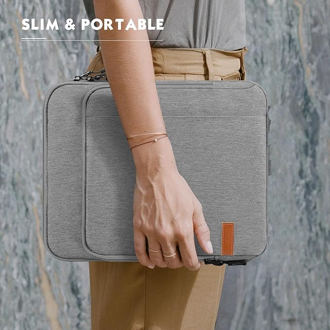 MoKo 12.9 Inch Tablet Sleeve Bag Carrying Case with Pockets Fits iPad Pro 12.9 M2 2022/2021/2020, Surface Laptop Go 12.4", Galaxy Tab S8+/S9+ 12.4" 2022/2023, Light Gray