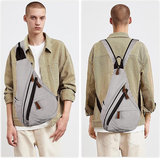 HuxFam Canvas Sling Bag for Women Sling Backpack Crossbody Shoulder Bags Convertible Purse Casual Daypack Travel Hiking Cycling