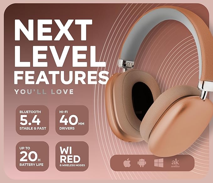 P959 Wireless Gaming Earbuds – Bluetooth 5.3 Stereo Headphones with Mic, Touch Controls, Long Battery, IPX6 Waterproof, Ergonomic for Music, Sports & Travel (Salmon)