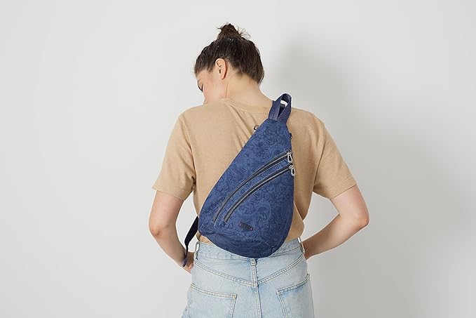Sakroots On The Go Sling Backpack in Eco Twill, Adjustable Sling Strap, Sienna Spirit Desert