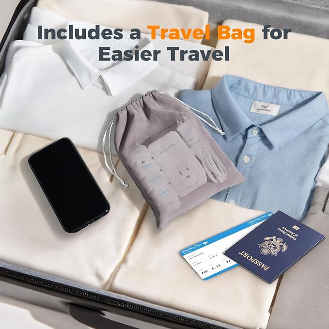 220V to 110V Voltage Converter US to Europe, TESSAN Universal Travel Adapter with 2 AC Sockets and 2 USB (1 USB-C) Ports, 200W Power Converter with EU/UK/AU/IT/India Plugs for Worldwide Travel