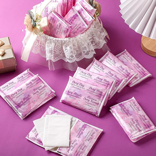 Sinmoe 60 Pack Pocket Tissues Travel Packs Christian Travel Tissues 3 Ply Pocket Size for Guests Mini Wallet Facial Napkin for Breast Cancer Wedding Xmas Graduation(Cloudy)