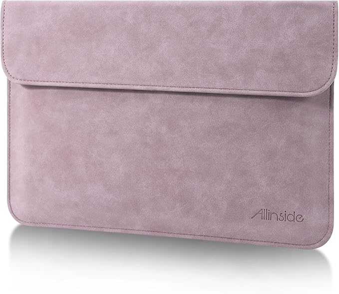 Allinside 13 Inch Laptop Sleeve Case for MacBook Air 13 2018-2025/MacBook Pro 13 2016-2022/Macbook Pro 14 2021-2024, Waterproof PU Leather Horizontal Envelope Protective Case Cover, Purple