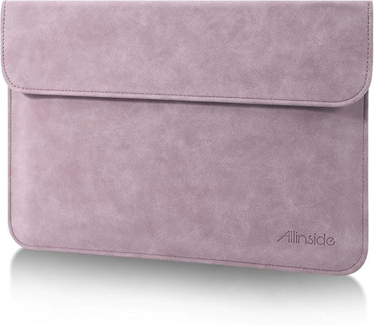 Allinside 13 Inch Laptop Sleeve Case for MacBook Air 13 2018-2025/MacBook Pro 13 2016-2022/Macbook Pro 14 2021-2024, Waterproof PU Leather Horizontal Envelope Protective Case Cover, Purple