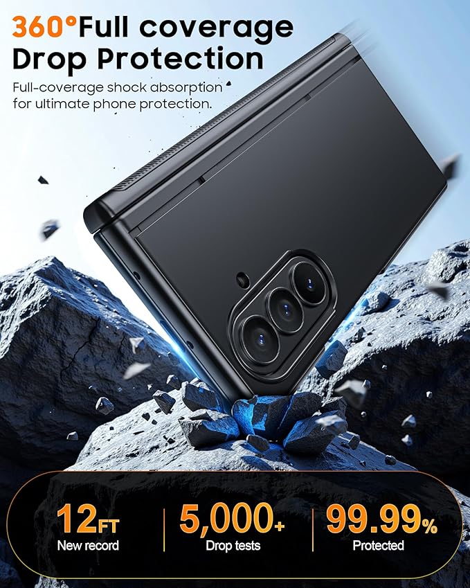 CENMASO Magnetic for Samsung Galaxy Z Fold 7 Case with Stand, Fit for Magsafe, Hinge Protection, Privacy Screen Protector, Built-in Hidden Kickstand, Shockproof Phone Case for Galaxy Z Fold 7-Black