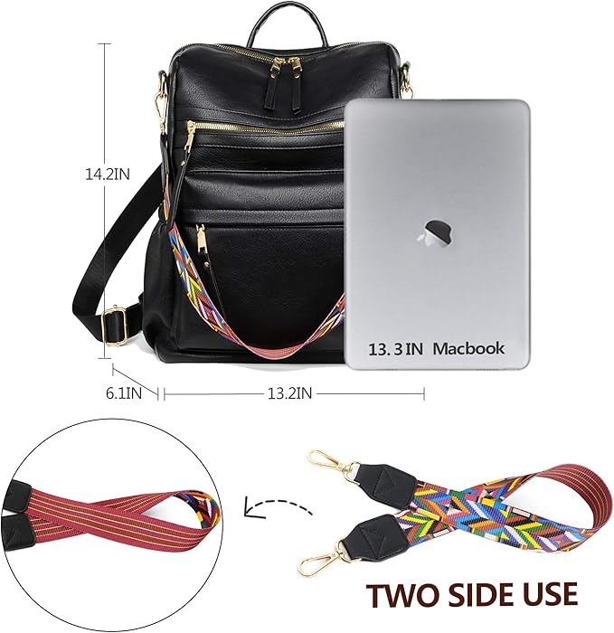 Dora & Liz Womens Backpack Purse Leather Fashion Travel Backpack Purse for Women Designer Ladies Shoulder Bags