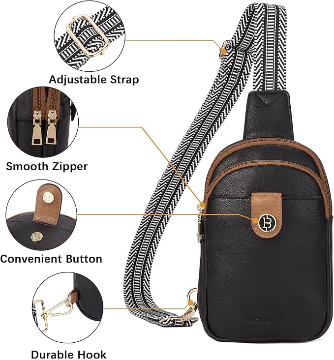 BOSTANTEN Small Sling Bag Crossbody Bags for Women Trendy Crossbody Purse Leather Chest Bag