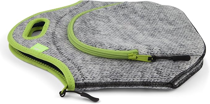 Nordic By Nature Insulated Neoprene Lunch Bag, Soft & Foldable Washable & Reusable Extra-Pocket (L) Gray Melange