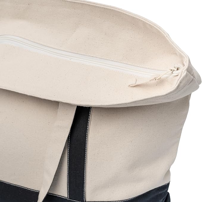 Extra Large Canvas Tote Bags with Zipper - 22 Inches Heavy Duty, Premium Zippered Tote Bag - Zip Top, 100% Organic Cotton, Sturdy, Washable Large Cotton Tote Bags - Multipurpose Canvas Shopping Bag