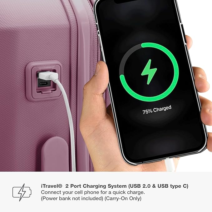 Traveler's Choice Pagosa Indestructible Hardshell Expandable Spinner Luggage, Mauve, 2-Piece Set (22/26)