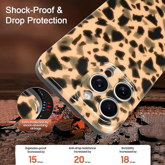 Phone Case for iPhone 14 Pro Max Case White Shell Color Tortoiseshell Print TPU Slim Phone Cover for Women Girls Grily Brown Shockproof Phone Cover for iPhone 14 Pro Max, Tortoise Print