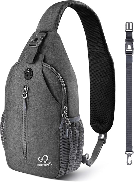 WATERFLY Small Hiking Sling Bag: Crossbody Sling Backpack Chest Bag Daypack for Men Women with Skin-Friendly Shoulder Strap