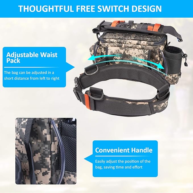 YVLEEN Sling Fishing Tackle Bag - Outdoor Tackle Box - Water-Resistant Waist Bag Cross Body Fly Fishing Sling Pack