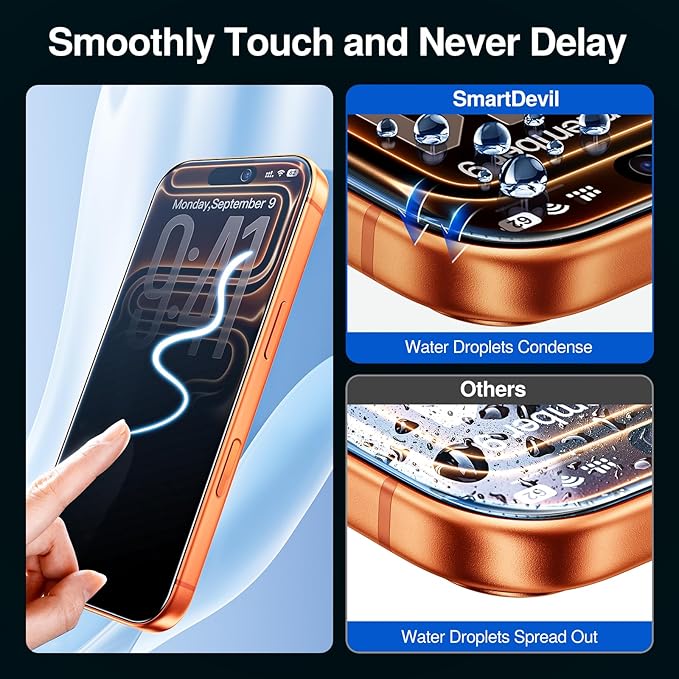 SMARTDEVIL 2+2Pack for iPhone 17 Pro Max Privacy Screen Protector with Camera Lens Protector,Shatterproof Tempered Glass [True 28°Anti Spy] [9H Hardness] [Automatic Dust-Elimination Install] [Bubble Free]