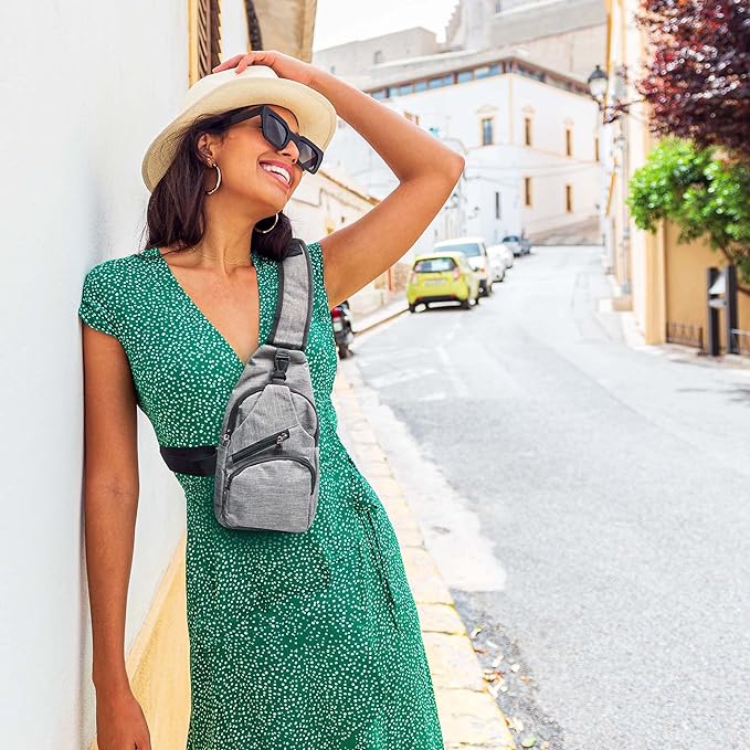 Anti-Theft Daypack Crossbody Sling Backpack, USB Charging Connector Port, Lightweight Day Pack for Travel, Hiking, Everyday, Regular, Brown