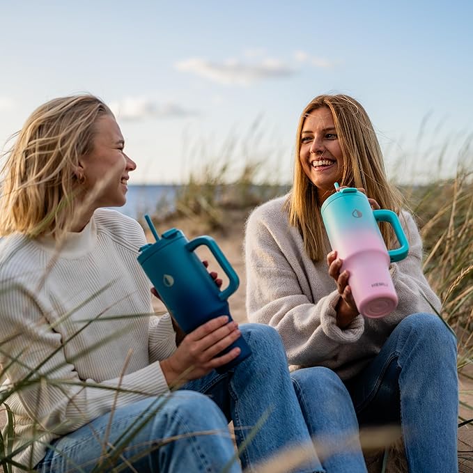 40 Oz Tumbler with Handle and Straw, Insulated Tumbler with Leakproof 2-in-1 Lid and Straw, Reusable and Portable Water and Coffee Stainless Steel Travel Mug, Vacuum Insulated