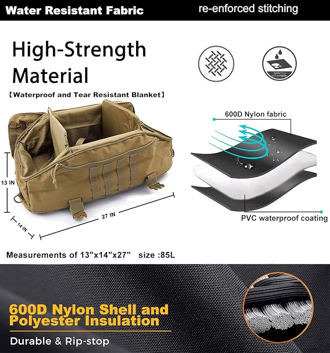 Travel Duffle Bag Backpack for Men - Large Tactical Bags Weekender Gym Bag for Overnight Traveling Military Workout Deployment Sports (Coyote, 80L)