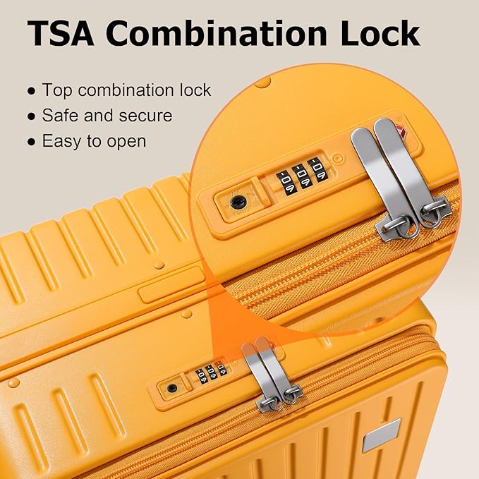 Joyway Hardshell 24 inch luggage with spinner wheels, Lightweight Hardside large checked withTSA Lock (Orange, Checked Luggage-24 Inch)