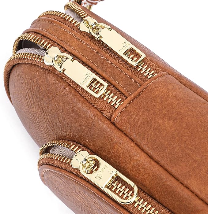 INICAT RFID Blocking Sling Bag Leather Crossbody Bags for Women Fanny Pack Cross Body for Woman Chest Bag for Travel 1.9L