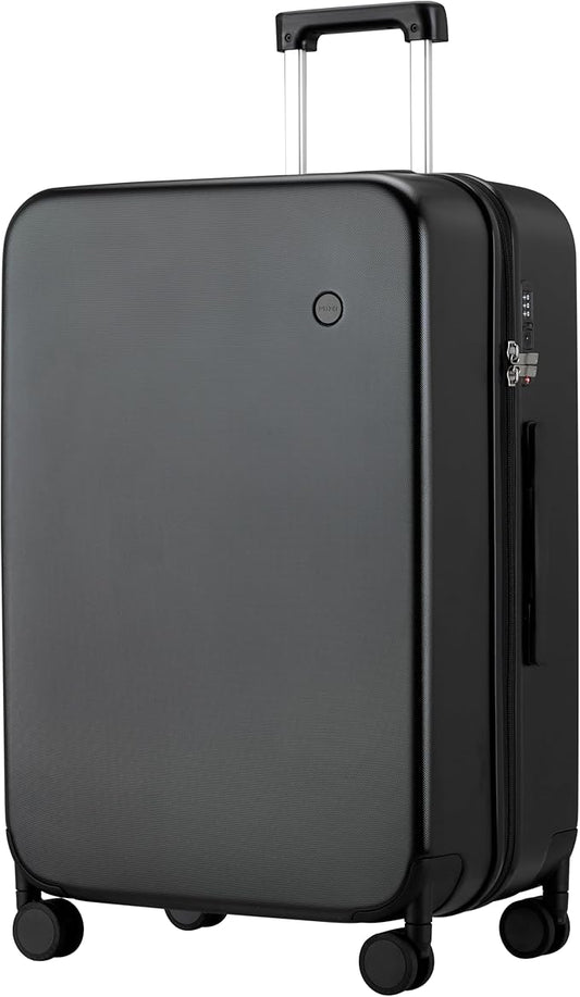 mixi Upgrade Luggage Suitcases with Spinner Wheels, Large Hardside Rolling Suitcase PC with TSA Lock Travel Case 26in Checked in, Fine Grid Black