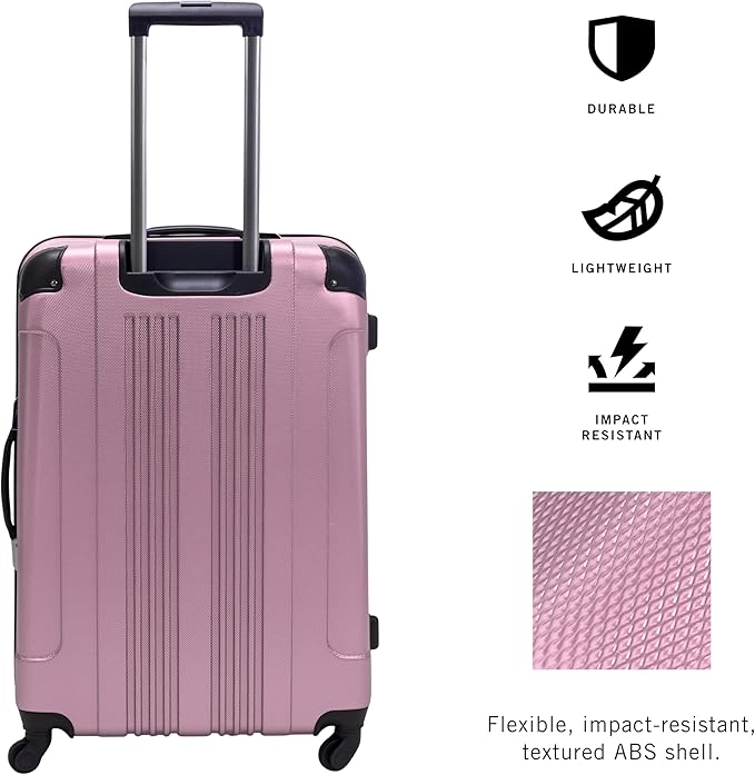 Kenneth Cole REACTION Out of Bounds Lightweight Hardshell 4-Wheel Spinner Luggage, Blush, 28-Inch Checked