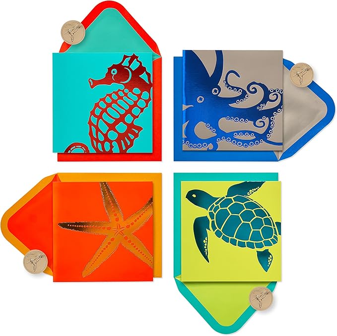 Papyrus Blank Cards with Envelopes, Sea Life (20-Count)