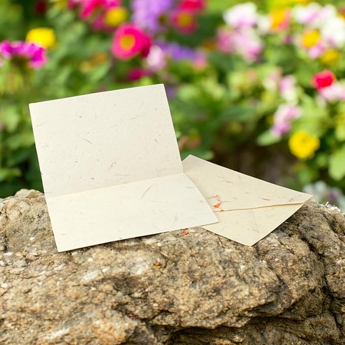 Kathmandu Valley Co. Nepali Cherish Greeting Card & Envelope Deluxe Box Set with Handmade Lokta Paper from Nepal, 25 Cards (Marigold)