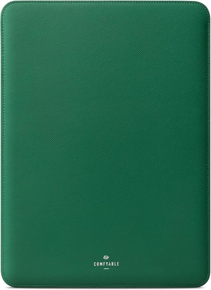 Comfyable Laptop Sleeve 14 Inch Precisely Compatible with MacBook Pro M4 M3 M2 M1 Pro/Max 2024, Genuine Leather Cover Case, Leafy Green