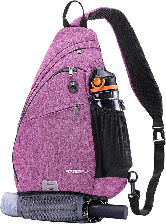 WATERFLY Sling Bag Crossbody Backpack: Over Shoulder Daypack Casual Cross Chest Side Pack