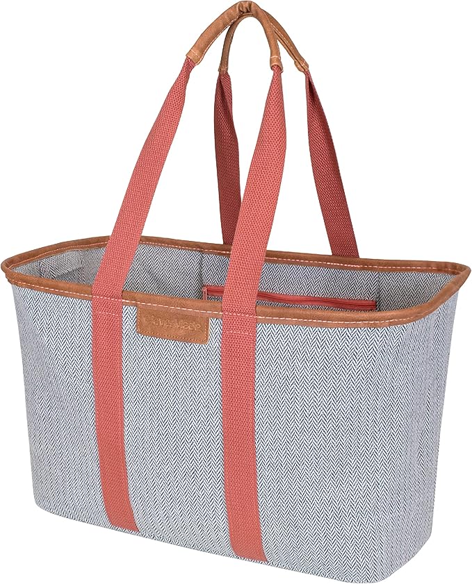 CleverMade EcoBasket Reusable Grocery Tote - Collapsible Storage Shopping Organizer - Heavy Duty Utility Bag Home