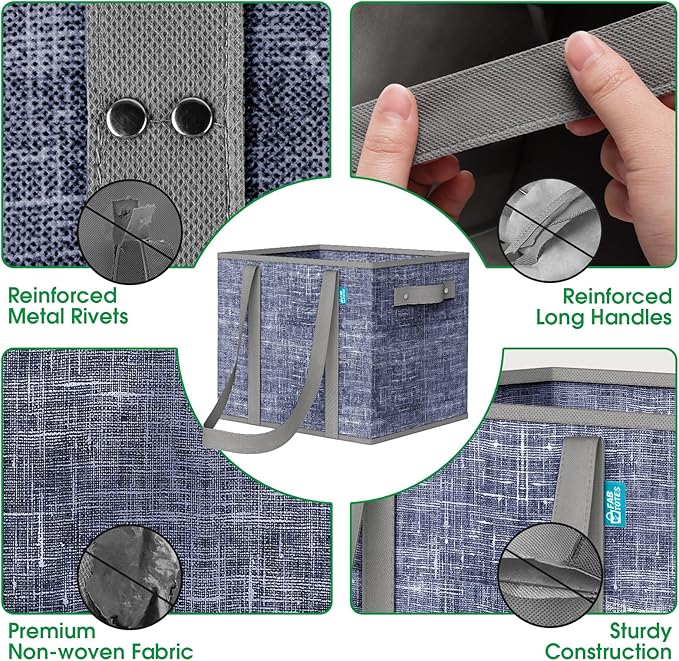 Fab totes Reusable Grocery Bags, Large Foldable Shopping Tote Bags with Reinforced Handles & Hard Bottom,Water Resistant Grocery Bags for kitchen,Picnic,4 Pack,Blue