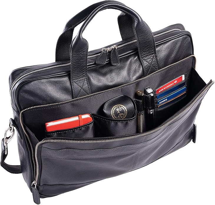 KomalC 16 Inch Leather briefcases Laptop Messenger Bags for Men and Women Best Office Satchel Bag