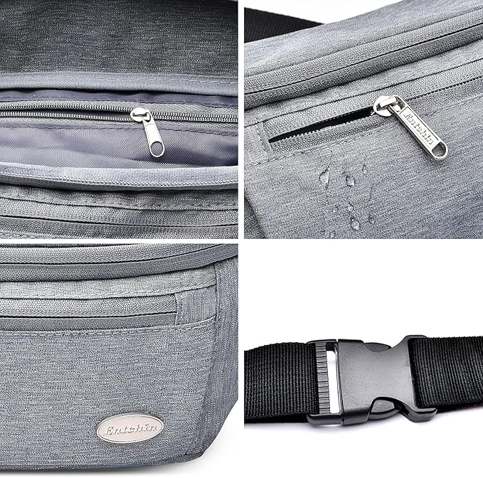 Entchin Fanny Pack for Women Men,Crossbody Belt Bag with 4-Zipper Pockets,Adjustable Waist Bag Pack,One of the Most Popular Travel Essential Gifts for Walking,Traveling,Cycling