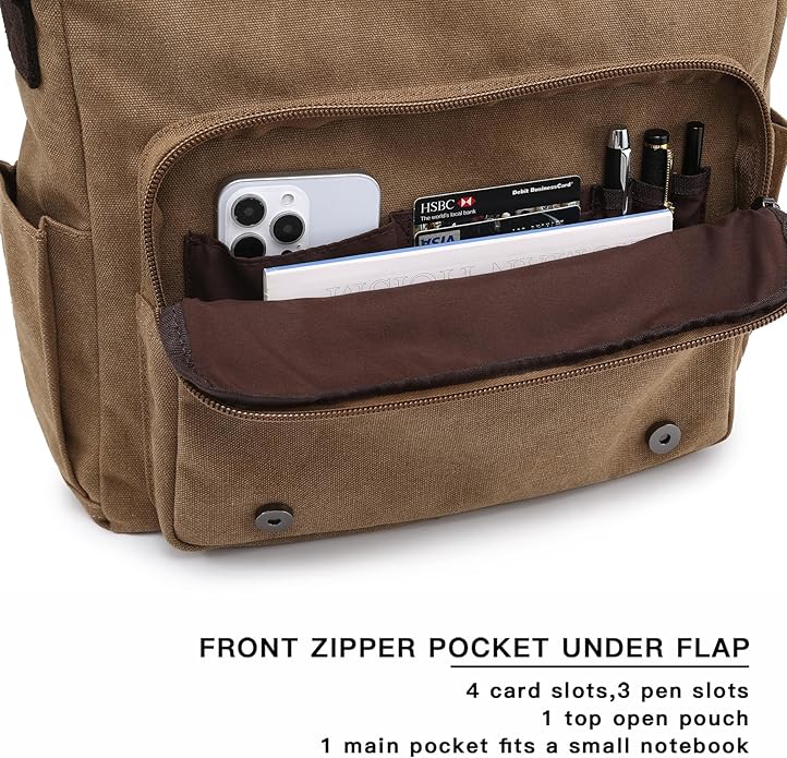 Large Vintage Canvas Messenger Shoulder Bag Travel Crossbody Purse Briefcase Business Bag for 15inch Laptop