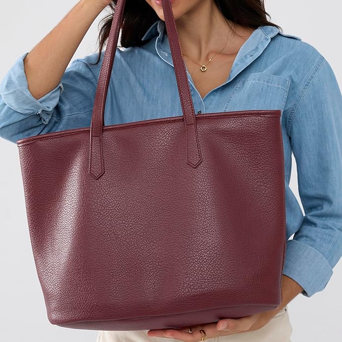 Zipper Tote Bag for Women Soft Vegan Leather Handbag for Work, Travel & Everyday Use