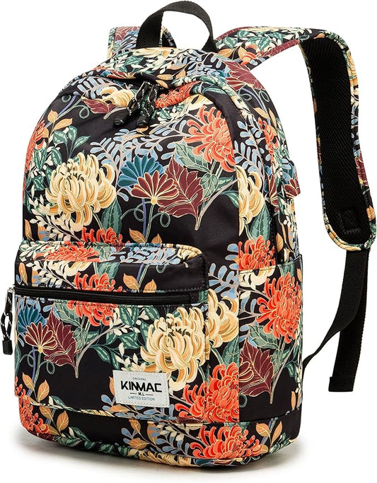 Kinmac Laptop Backpack with USB Charging Port for Laptop Up to 15.6 Inch Men Women Travel Outdoor Backpack (Golden Chrysanthemum)